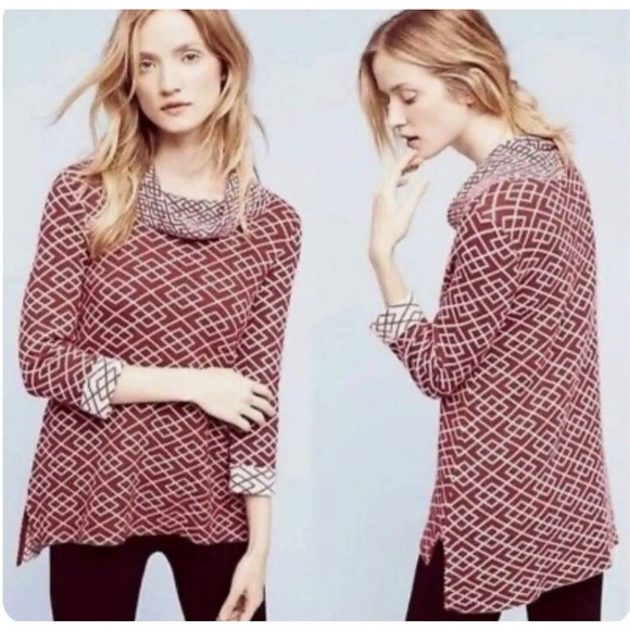 Anthropologie Sweaters - Anthropologie Moth Alpaca Blend Galena Cowl Neck Tunic Sweater Size M